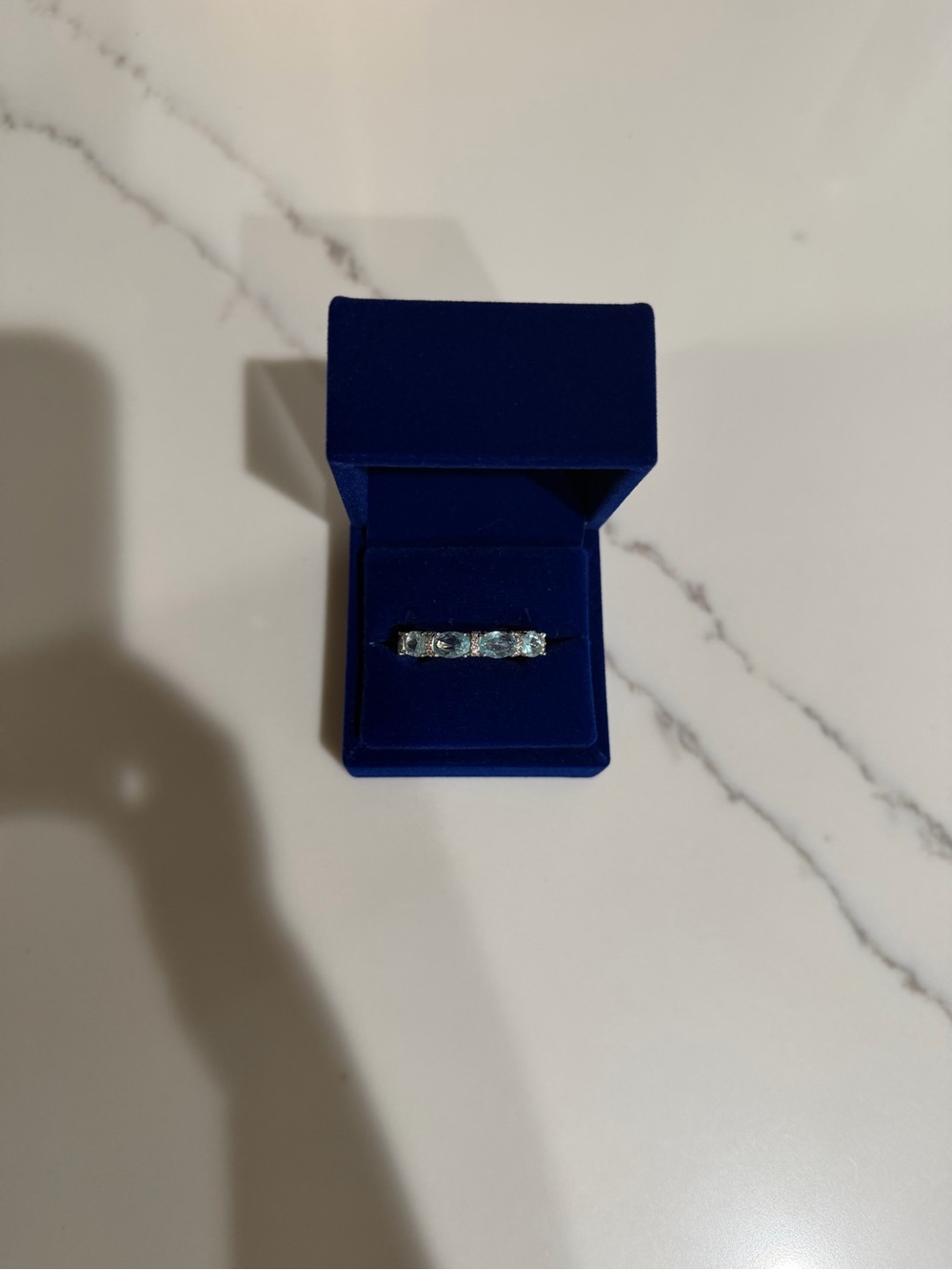 Silver Ring with Beautiful Blue Gemstones